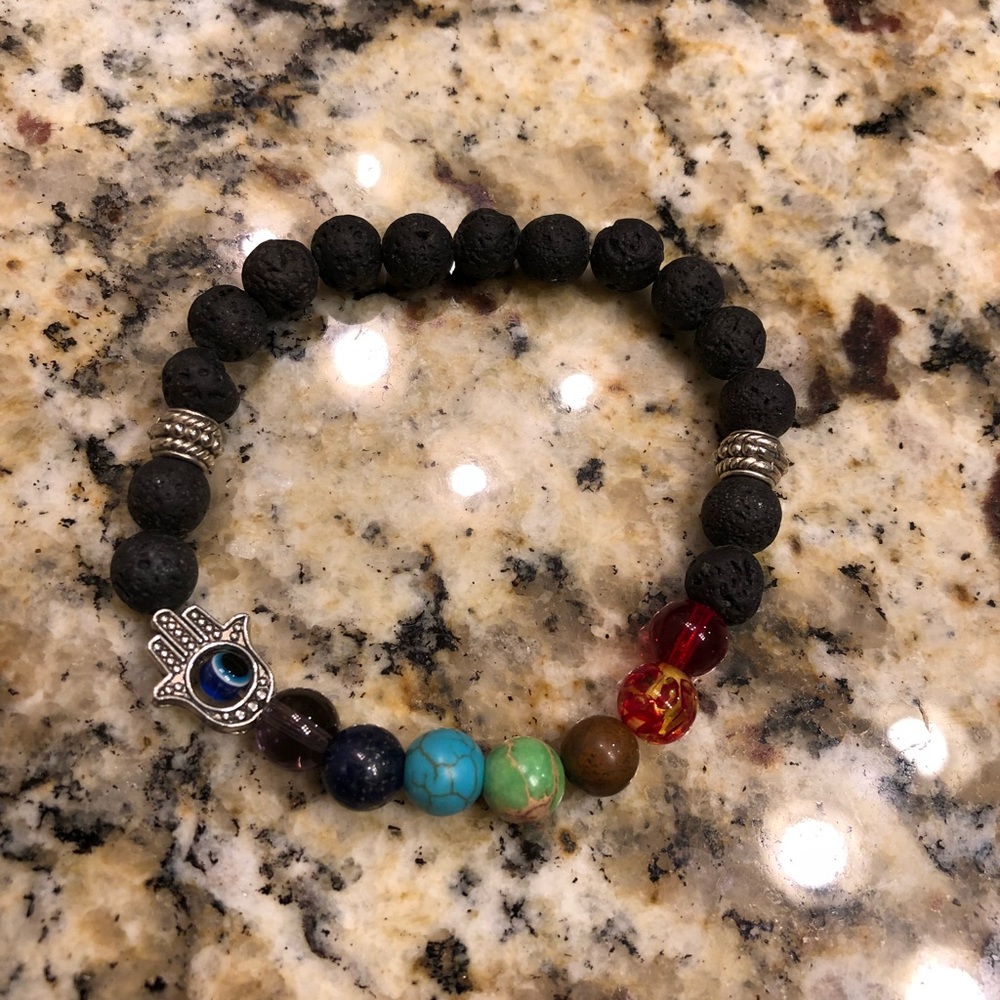 Third Eye Chakra Bracelet with Lava Stone